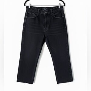 EVERLANE The 90s Cheeky Jean High Rise Straight Leg Button Fly Raw Hem Black 29